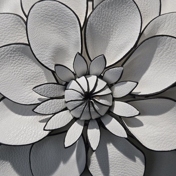 Chic White and Brown Clutch with Floral Accents